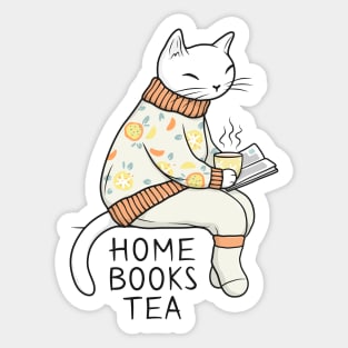 White Cat having a great time at home Sticker